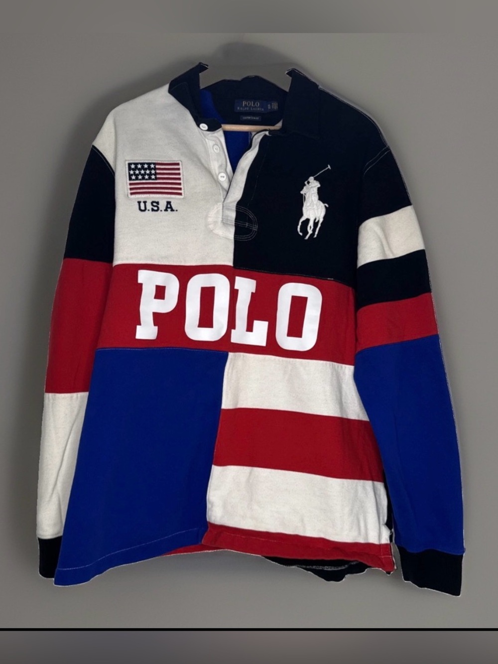 Polo Ralph Lauren Special Edition USA Colorblock Rugby Shirt Big Pony XL